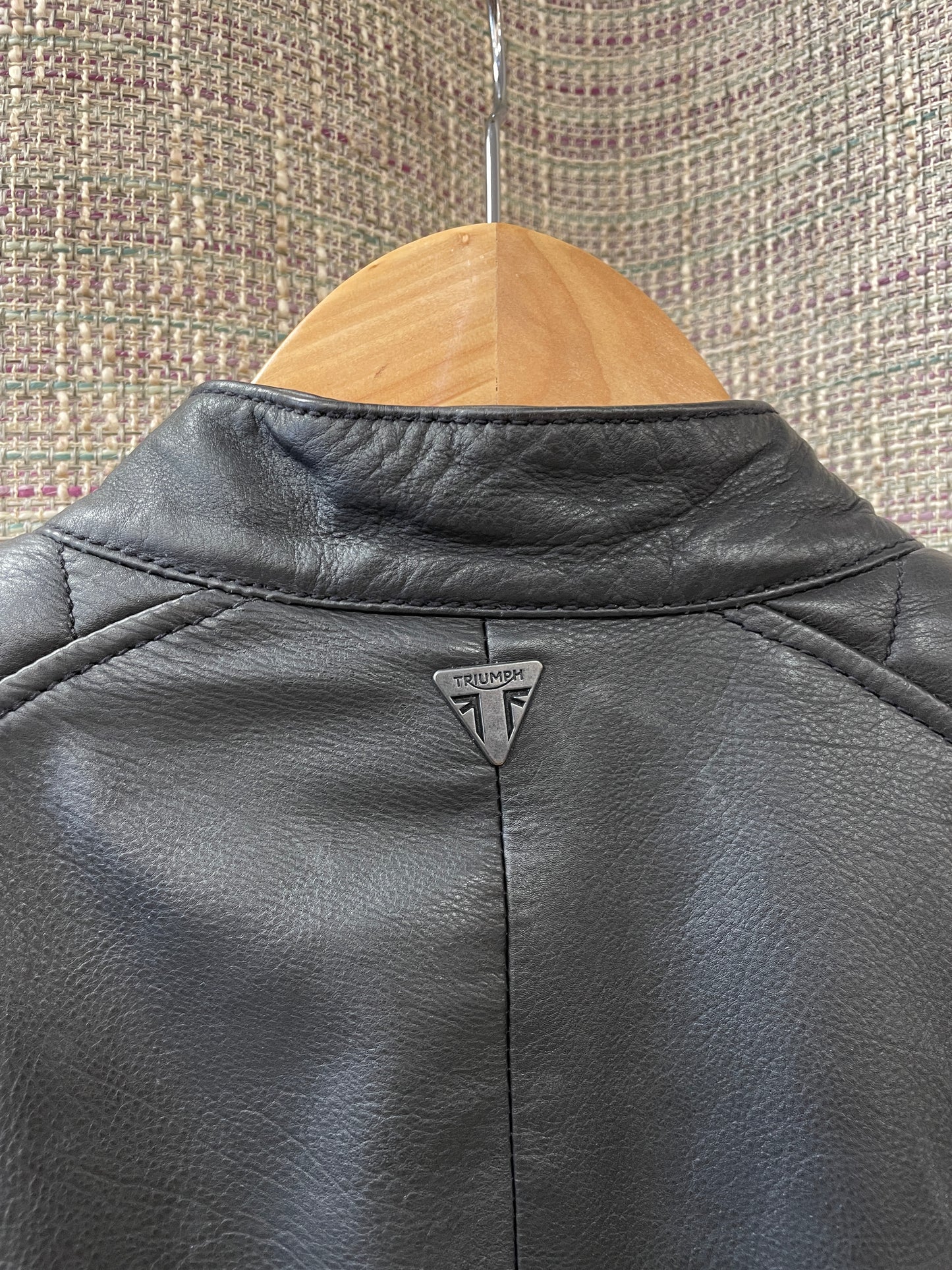Triumph Motorcycles Black Leather Biker Motorbike Jacket Large