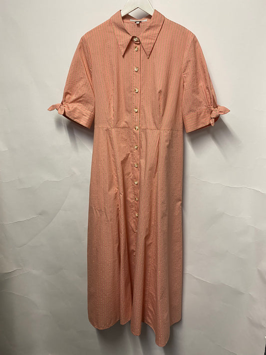 LK Bennett Pink Stripe Cotton Maxi Shirt Dress 16