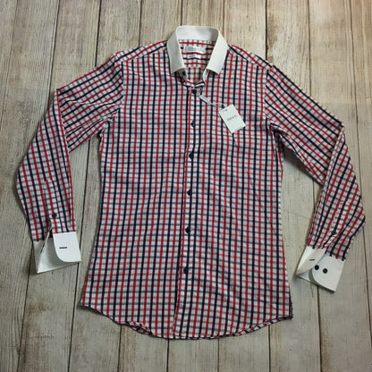 BNWT Gianni Feraud Red, White, Blue Checked Shirt Size 15