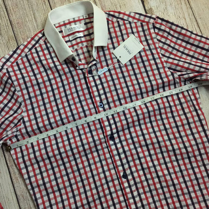 BNWT Gianni Feraud Red, White, Blue Checked Shirt Size 15