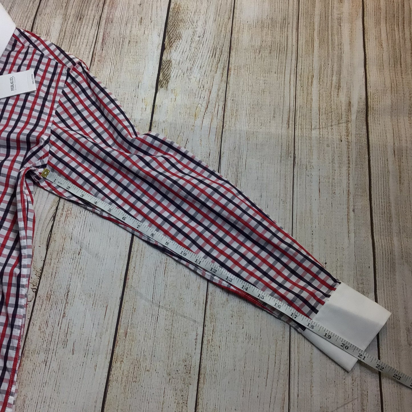 BNWT Gianni Feraud Red, White, Blue Checked Shirt Size 15