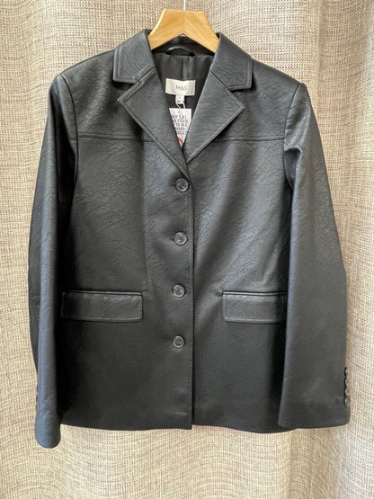 M&S Marks & Spencer New with Tags Black Faux Leather Blazer Style Jacket 10