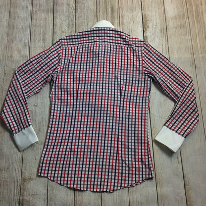 BNWT Gianni Feraud Red, White, Blue Checked Shirt Size 15