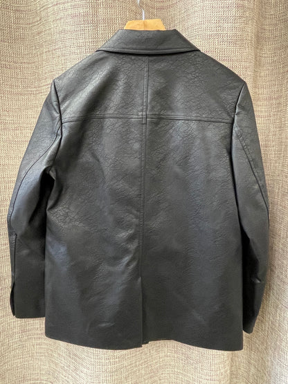 M&S Marks & Spencer New with Tags Black Faux Leather Blazer Style Jacket 10