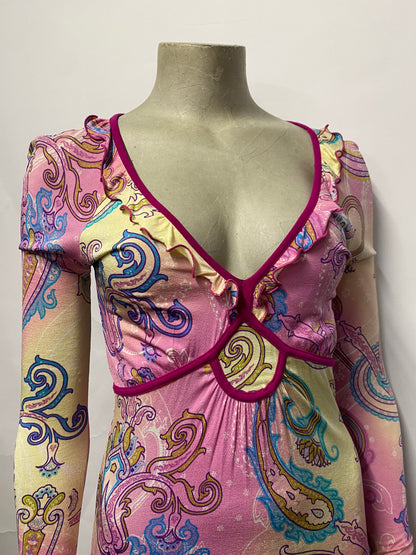 Etro Pink Multicolour Paisley Print Flowy Dress 8