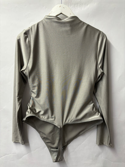 Skims Grey Long Sleeve Concealed Zip Leotard 2X BNWT