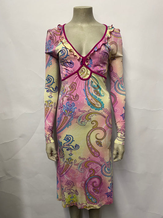 Etro Pink Multicolour Paisley Print Flowy Dress 8