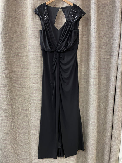 Chesca Black Jersey Sequin Long Maxi Dress Size 16
