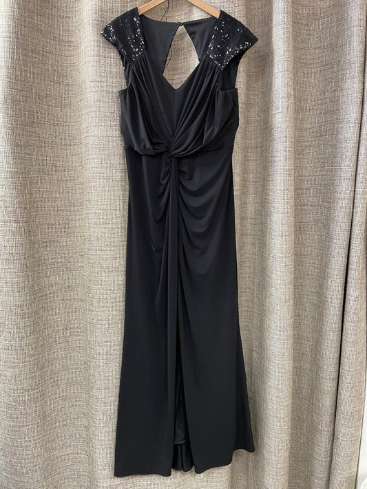 Chesca Black Jersey Sequin Long Maxi Dress Size 16