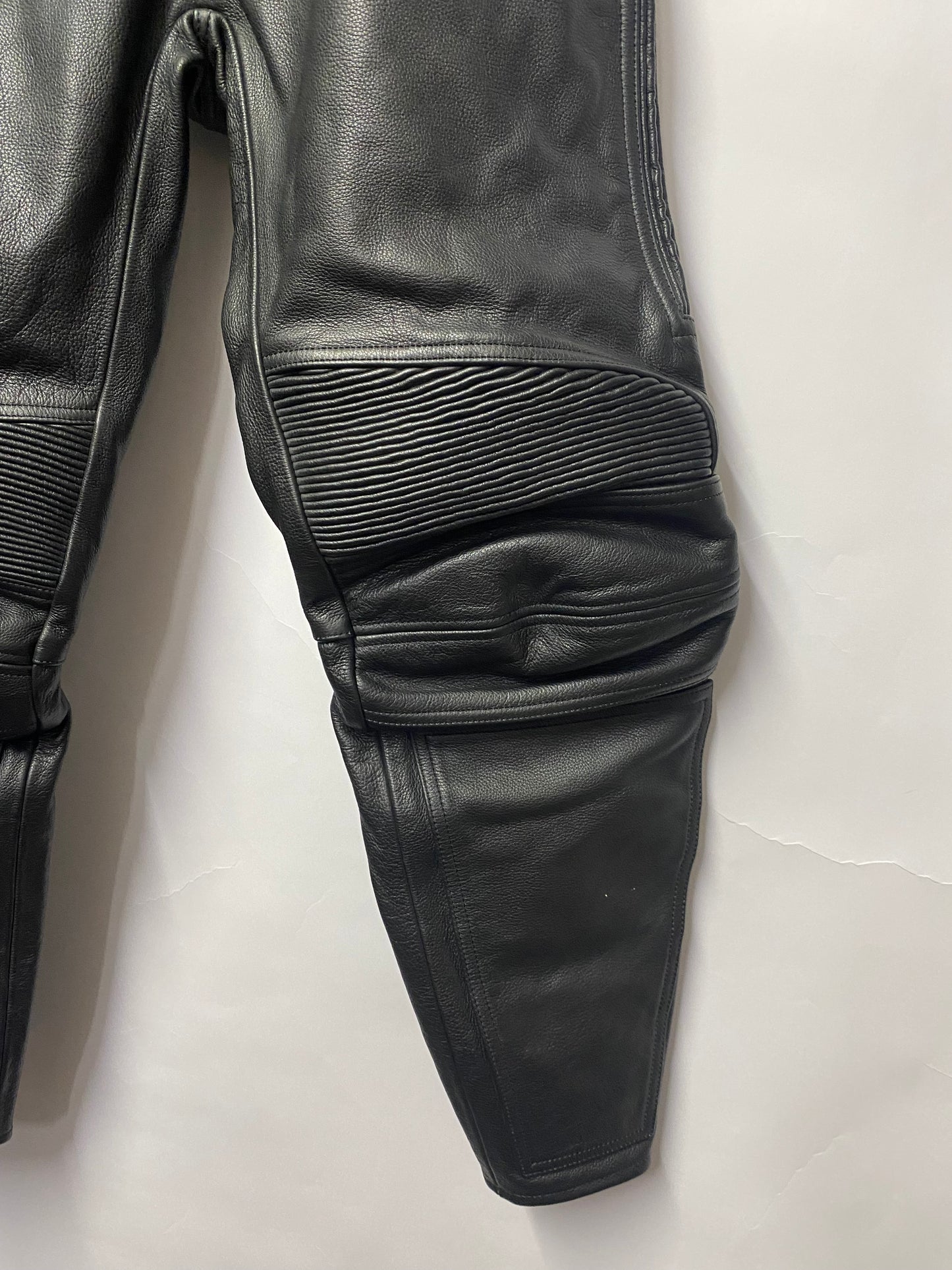 Rider Black Leather Motorbike Trousers 38