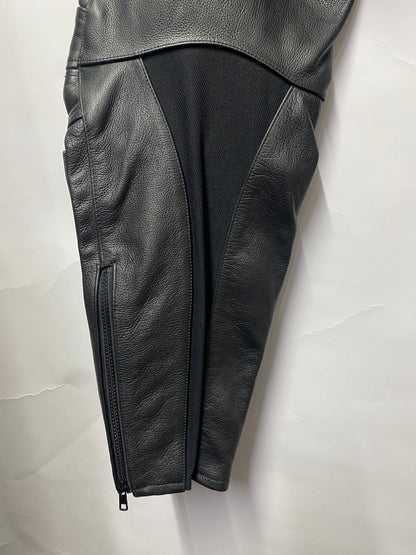 Rider Black Leather Motorbike Trousers 38