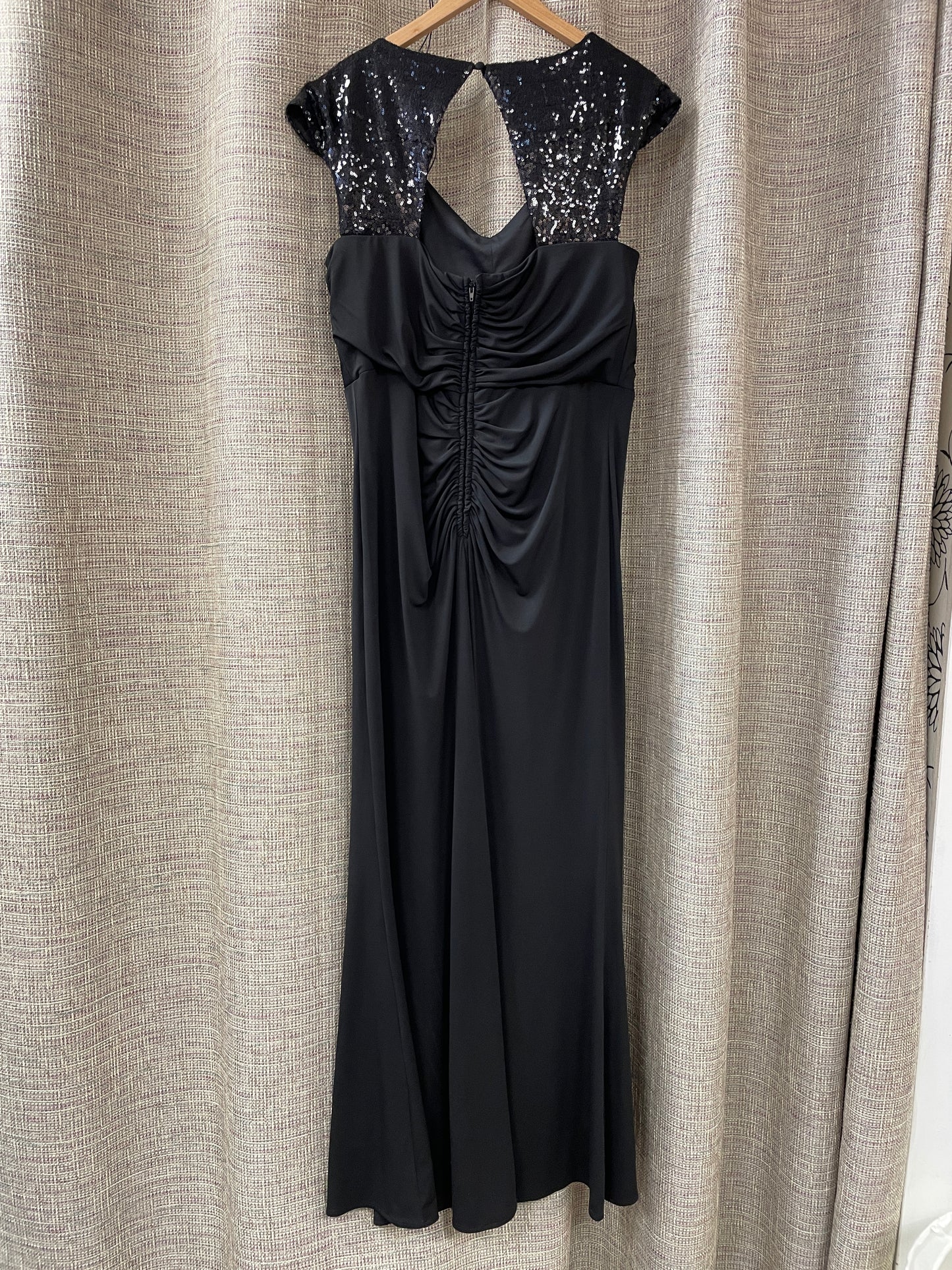 Chesca Black Jersey Sequin Long Maxi Dress Size 16