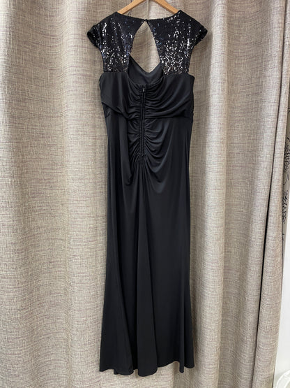Chesca Black Jersey Sequin Long Maxi Dress Size 16