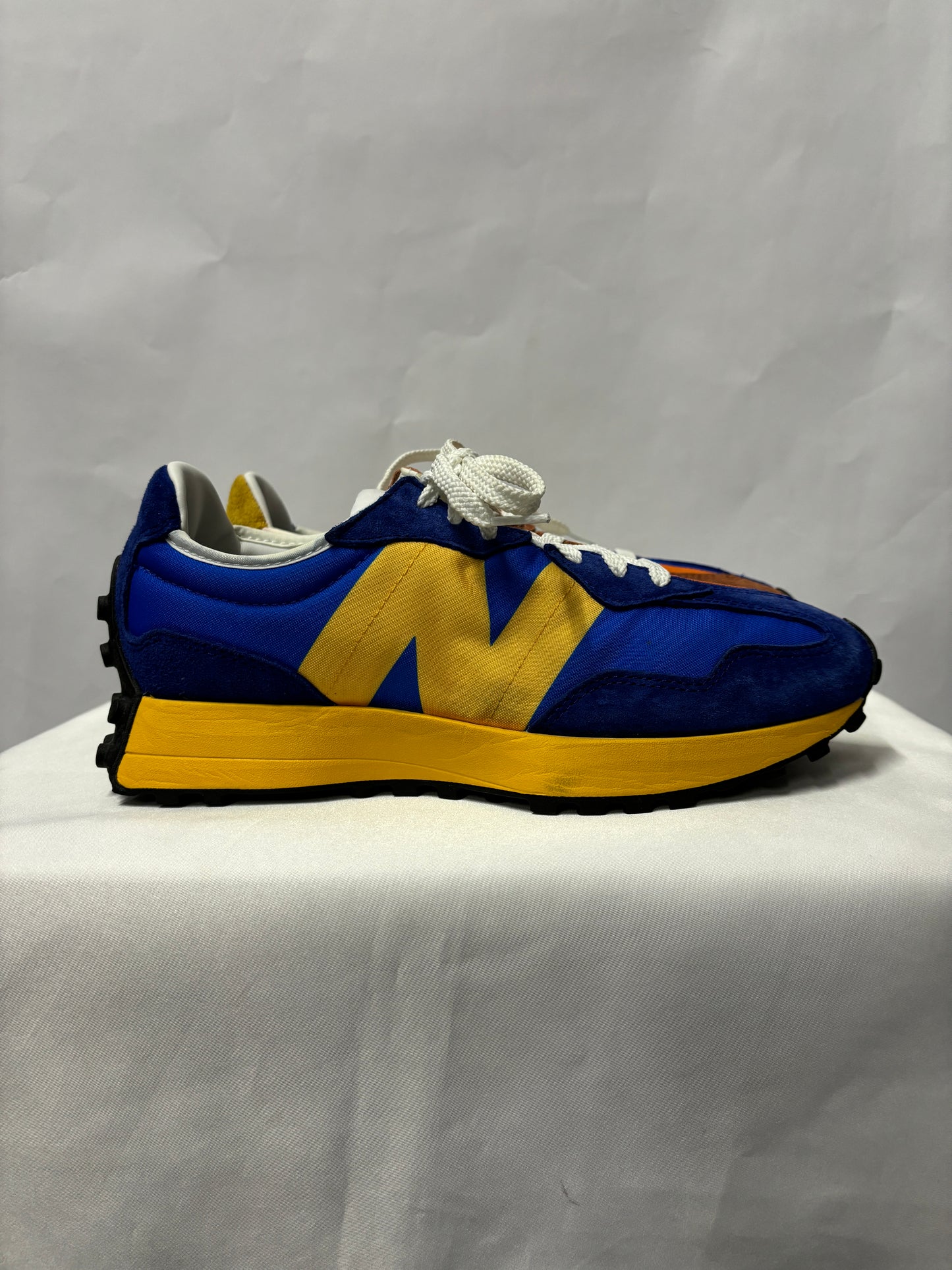 New Balance MS327  Blue and Yellow Retro Runner Trainers 7.5