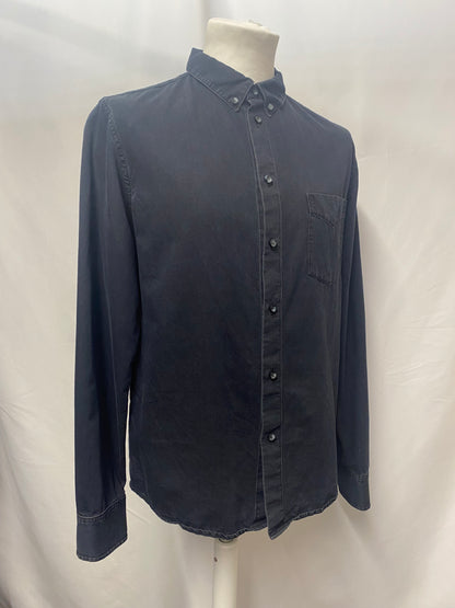 A.P.C Navy Men's Cotton Long Sleeve Shirt Medium