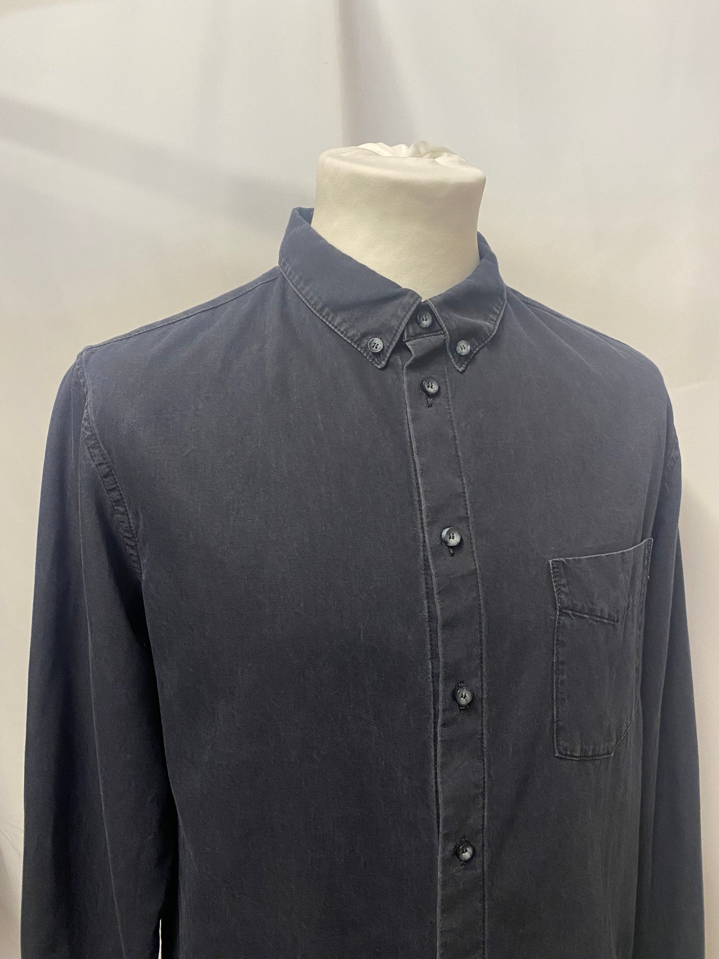 A.P.C Navy Men's Cotton Long Sleeve Shirt Medium