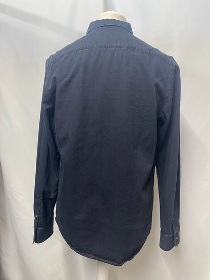 A.P.C Navy Men's Cotton Long Sleeve Shirt Medium