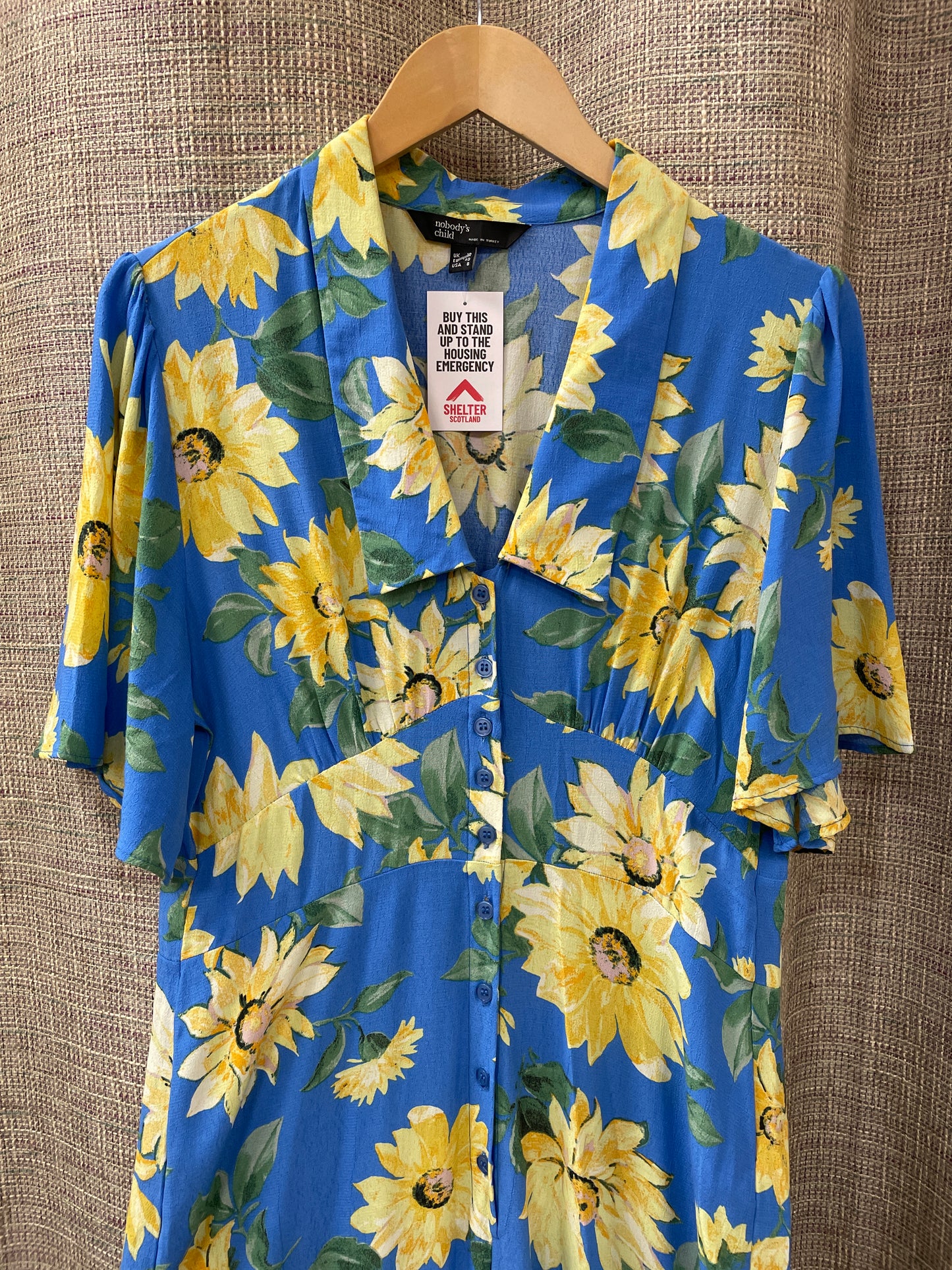 Nobody's Child Blue Yellow Floral Print Wide Leg Jumpsuit 12