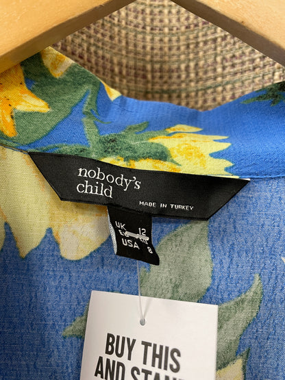 Nobody's Child Blue Yellow Floral Print Wide Leg Jumpsuit 12