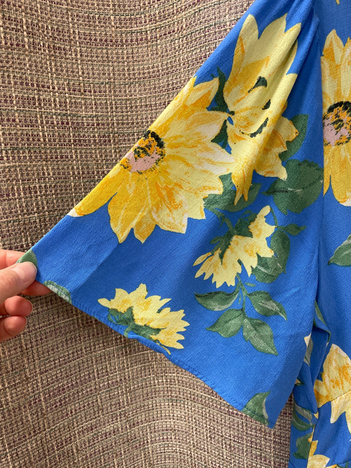 Nobody's Child Blue Yellow Floral Print Wide Leg Jumpsuit 12