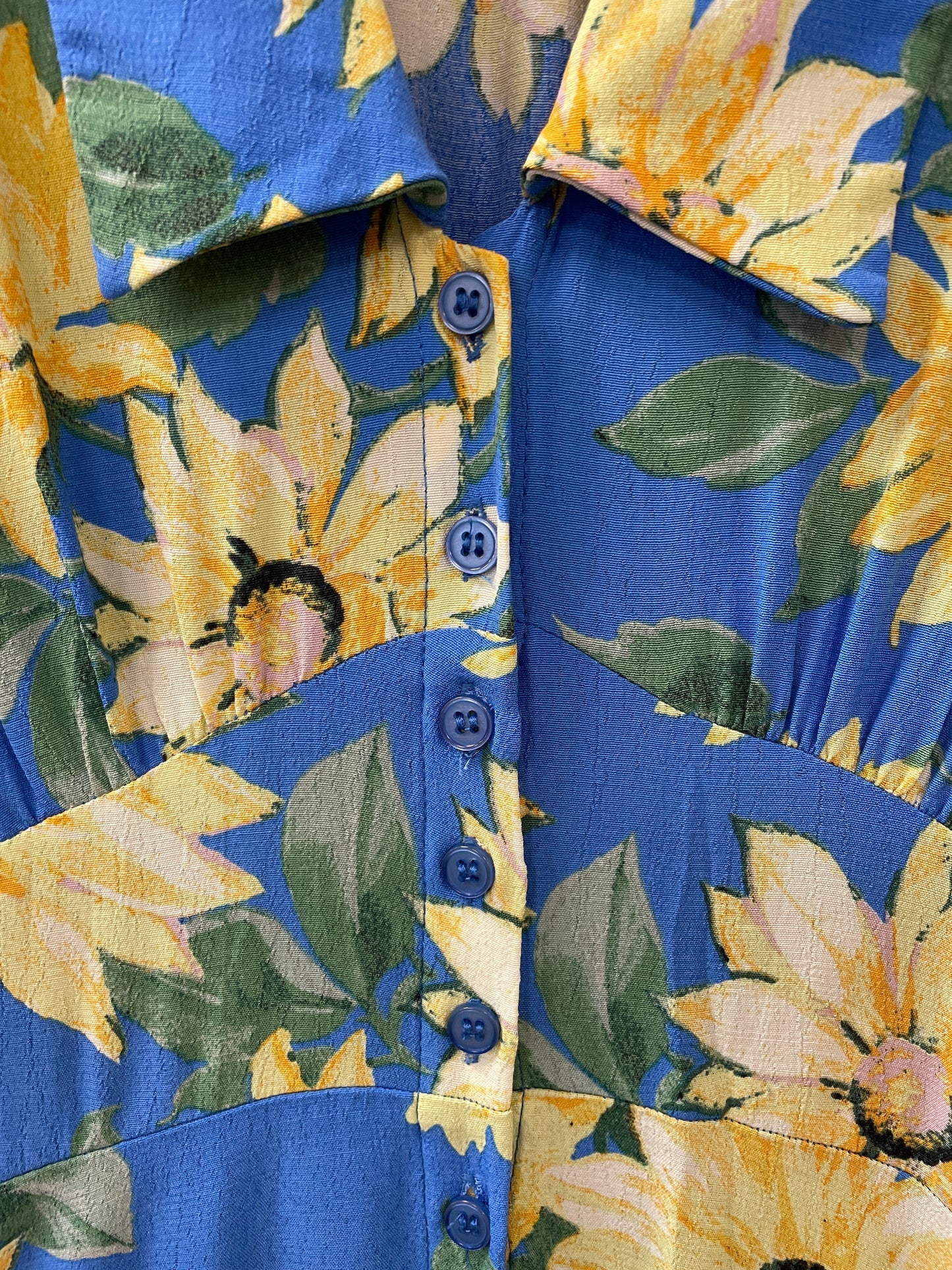 Nobody's Child Blue Yellow Floral Print Wide Leg Jumpsuit 12