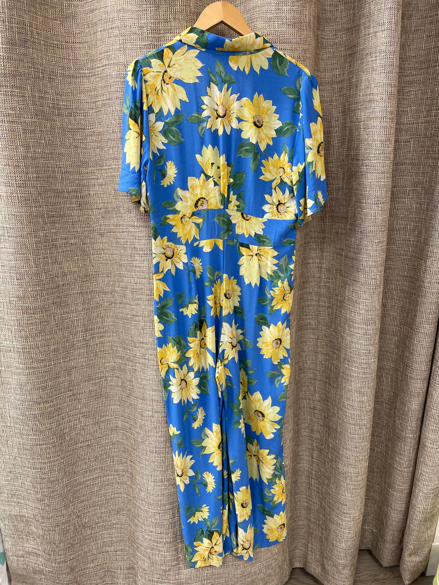Nobody's Child Blue Yellow Floral Print Wide Leg Jumpsuit 12