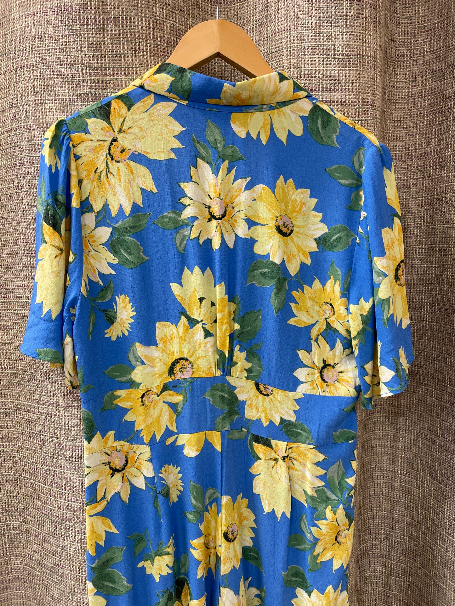 Nobody's Child Blue Yellow Floral Print Wide Leg Jumpsuit 12