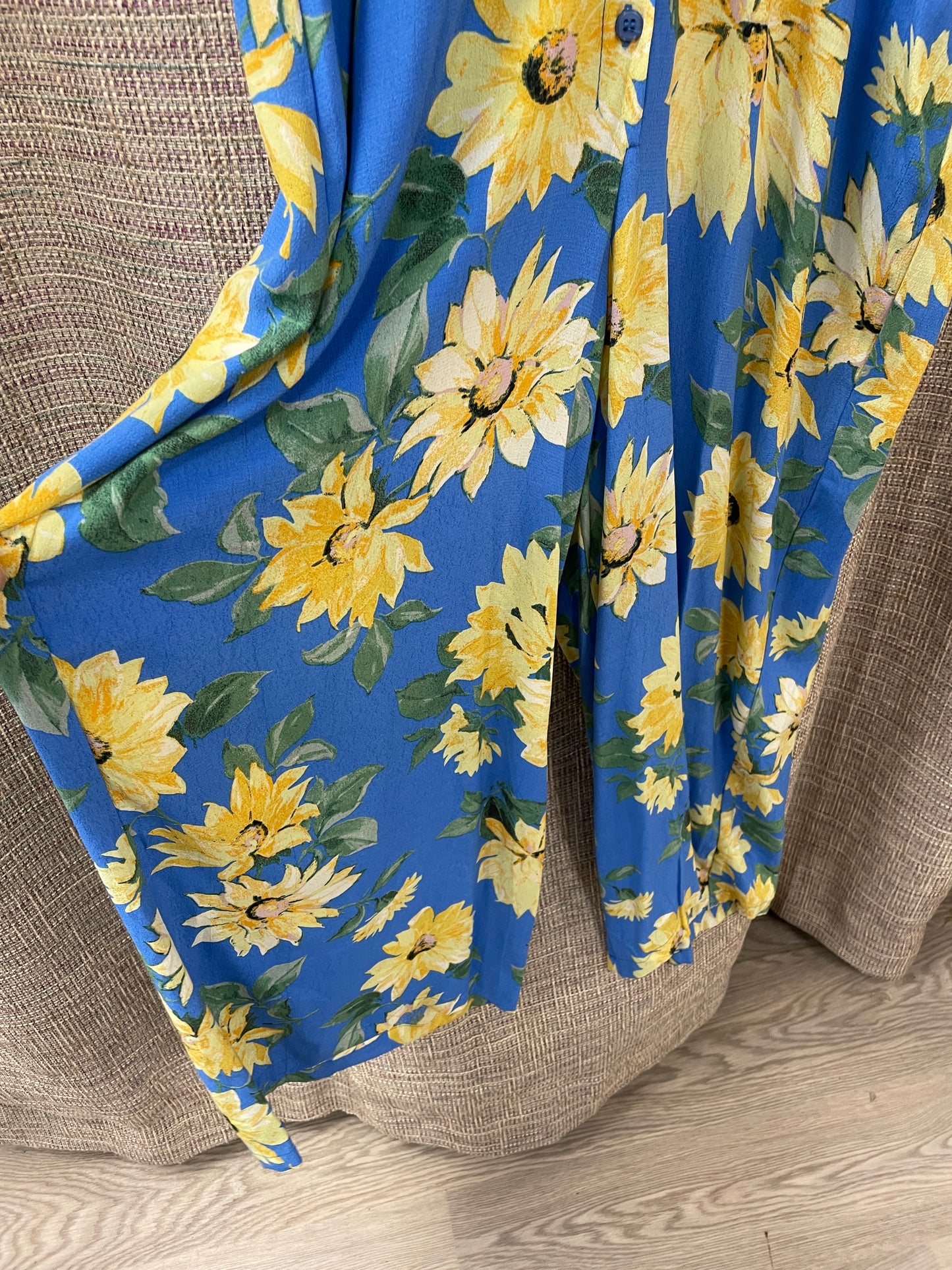 Nobody's Child Blue Yellow Floral Print Wide Leg Jumpsuit 12
