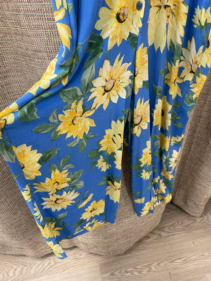 Nobody's Child Blue Yellow Floral Print Wide Leg Jumpsuit 12