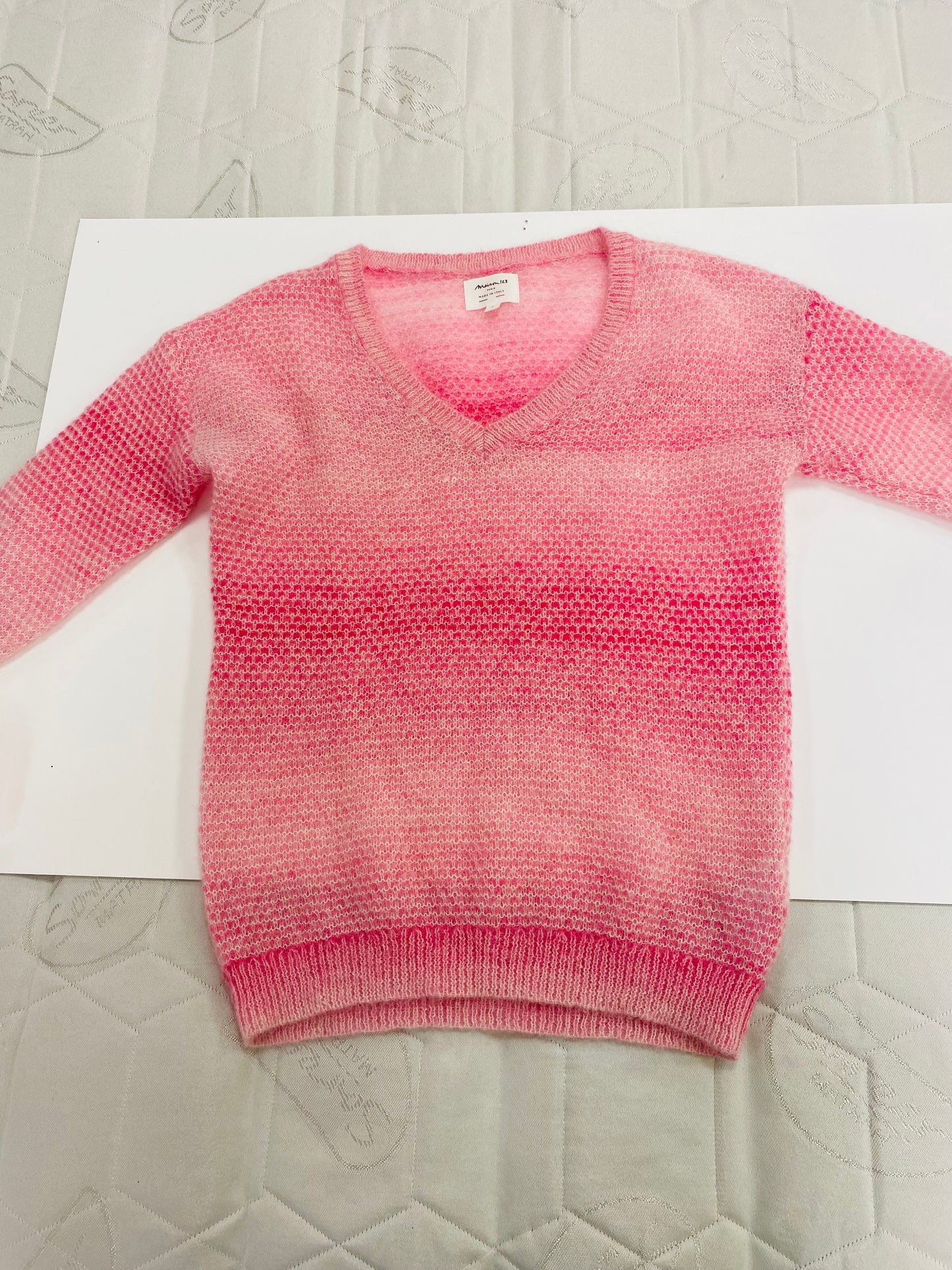 Pink Mohair V Neck Jumper Size Small