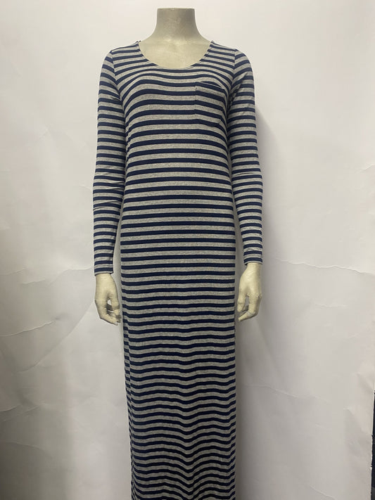 Autograph Grey and Blue Stripe Jersey Stretch Maxi Dress 10 BNWT
