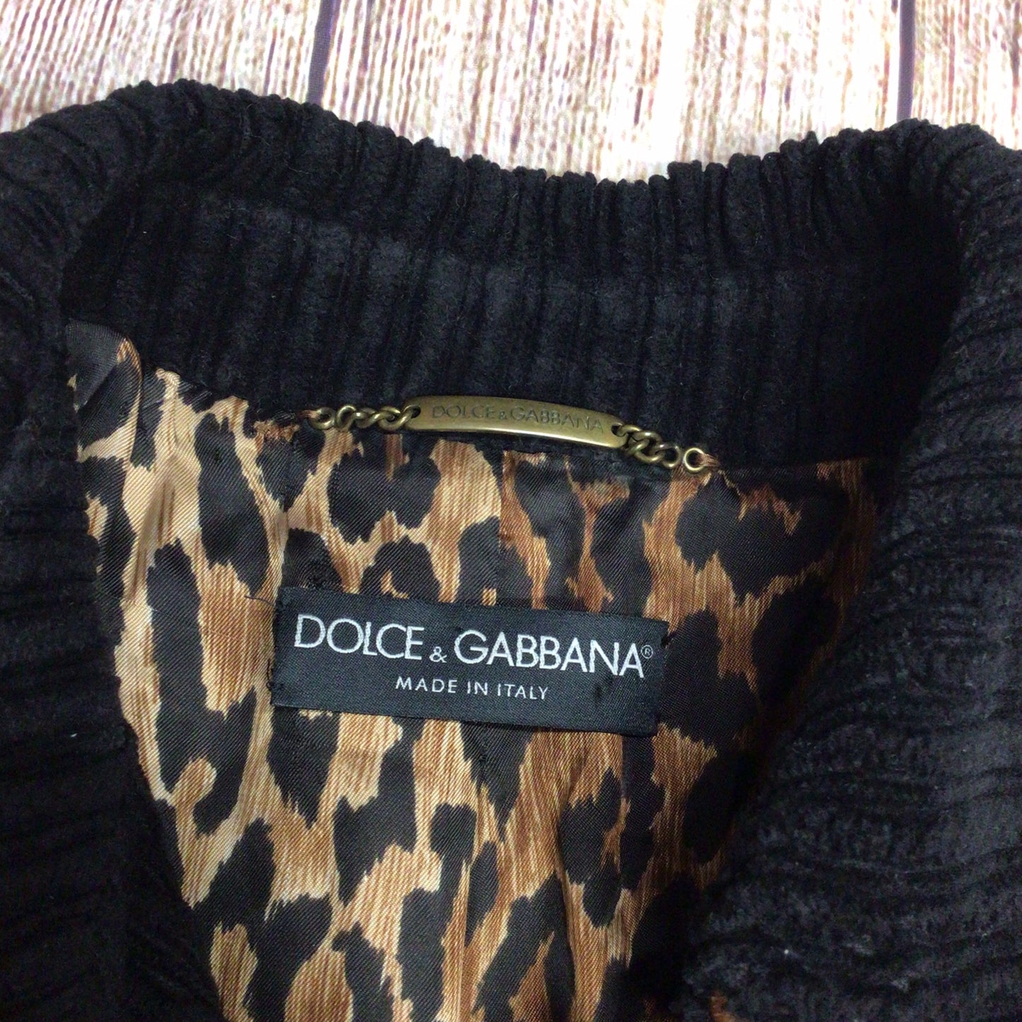 D&G Dolce & Gabbana Black Corduroy Trench Coat w/Belt Size 44