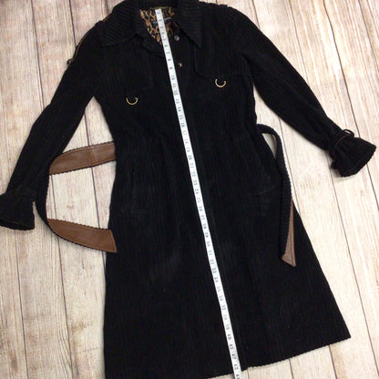 D&G Dolce & Gabbana Black Corduroy Trench Coat w/Belt Size 44