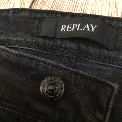 Replay Anbass M914 Black Ripped Jeans Size 30
