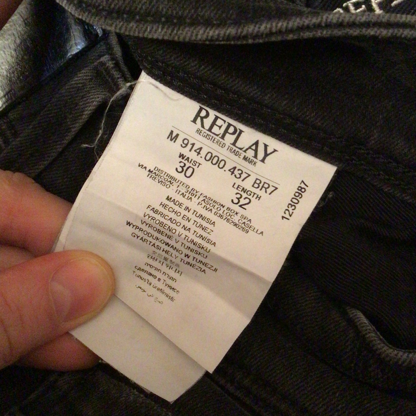 Replay Anbass M914 Black Ripped Jeans Size 30