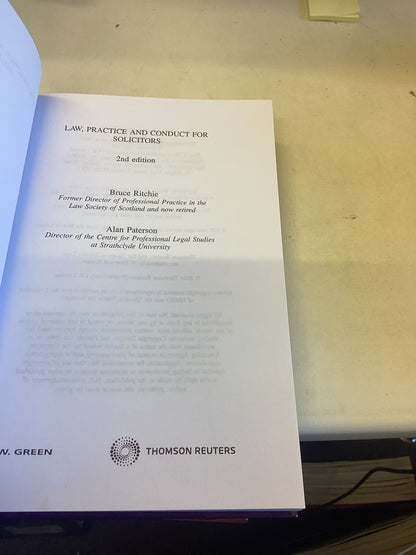 Law, Practice & Conduct For Solicitors 2nd Edition Alan Paterson & Bruce Ritchie