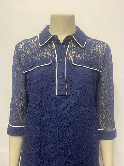 Essentiel Antwerp Blue Lace Shirt Dress 8/EU36