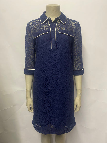 Essentiel Antwerp Blue Lace Shirt Dress 8/EU36