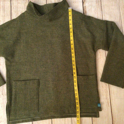 Lumen Harris Tweed Olive Green Pure Wool Smock Top Size Ch44