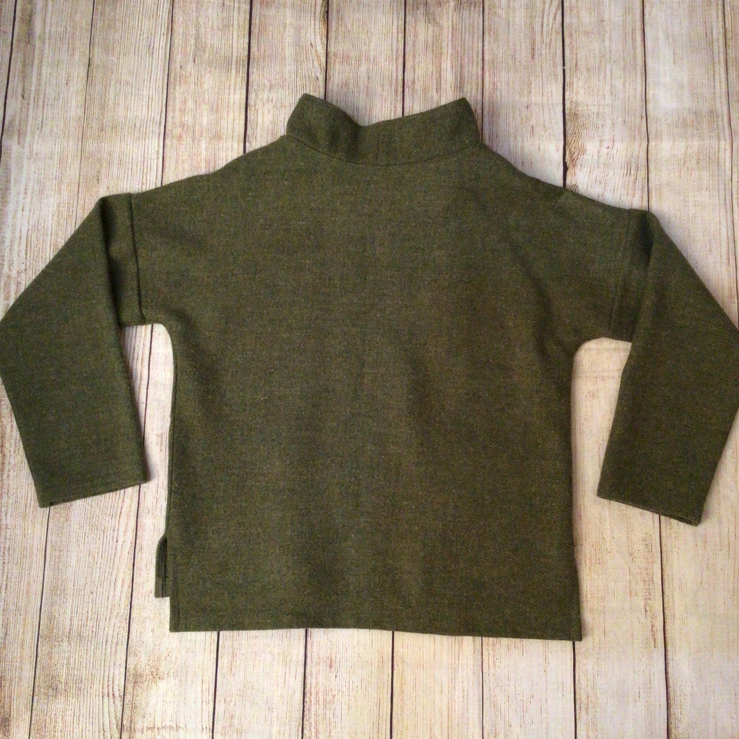 Lumen Harris Tweed Olive Green Pure Wool Smock Top Size Ch44