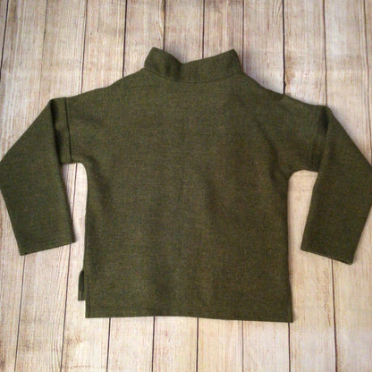 Lumen Harris Tweed Olive Green Pure Wool Smock Top Size Ch44