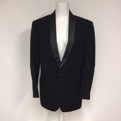 Hardy Amies Hepworths Black Wool 1 Button Tuxedo Jacket Size 38