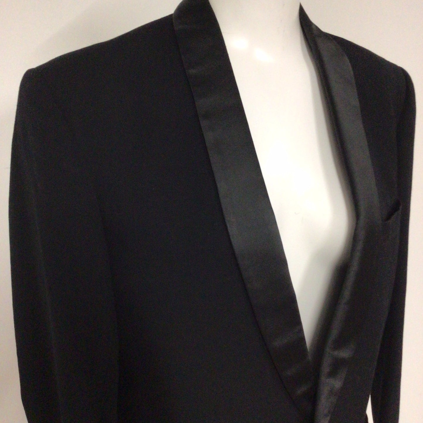 Hardy Amies Hepworths Black Wool 1 Button Tuxedo Jacket Size 38