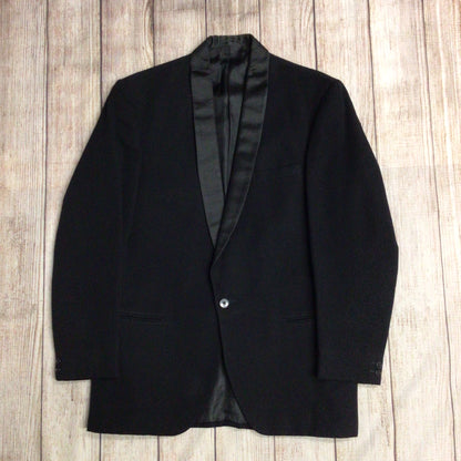 Hardy Amies Hepworths Black Wool 1 Button Tuxedo Jacket Size 38