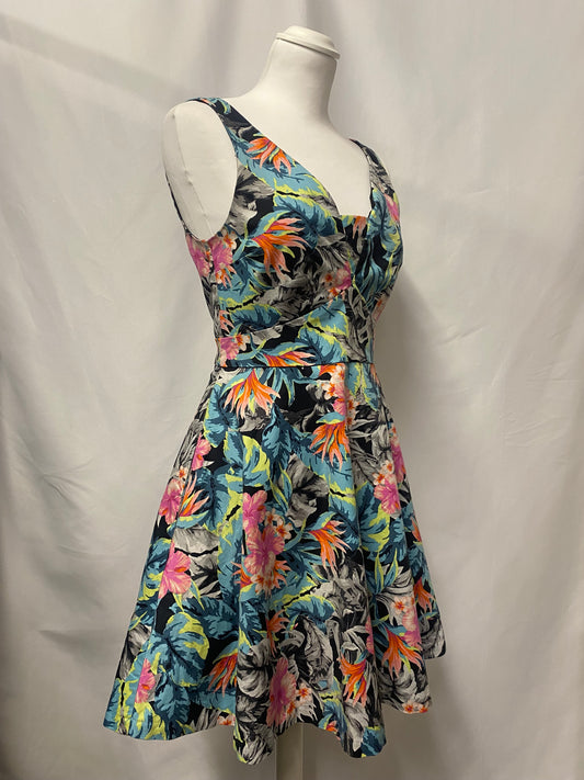 Guess Black and Multicolour Floral Strappy Peplum Mini Dress 8