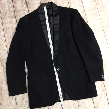 Hardy Amies Hepworths Black Wool 1 Button Tuxedo Jacket Size 38