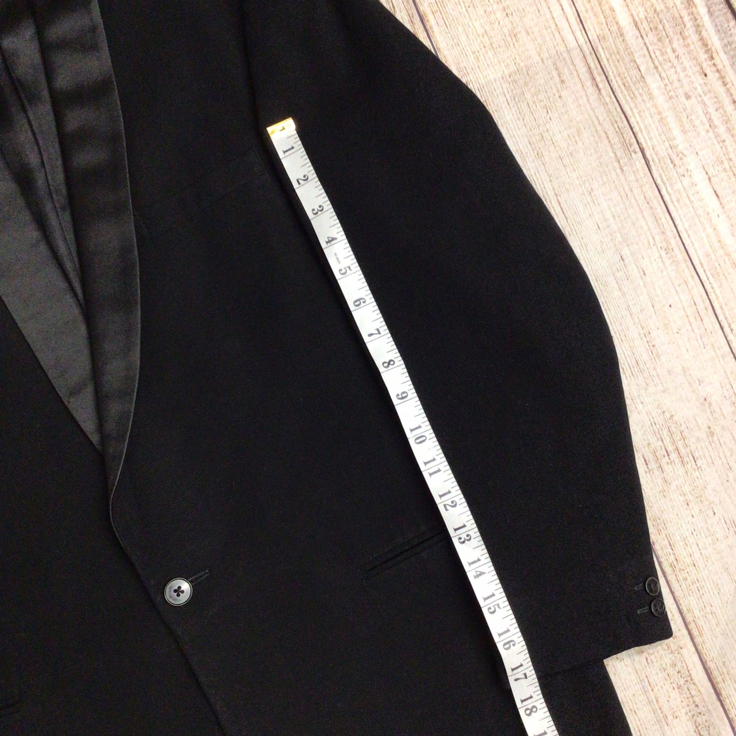 Hardy Amies Hepworths Black Wool 1 Button Tuxedo Jacket Size 38