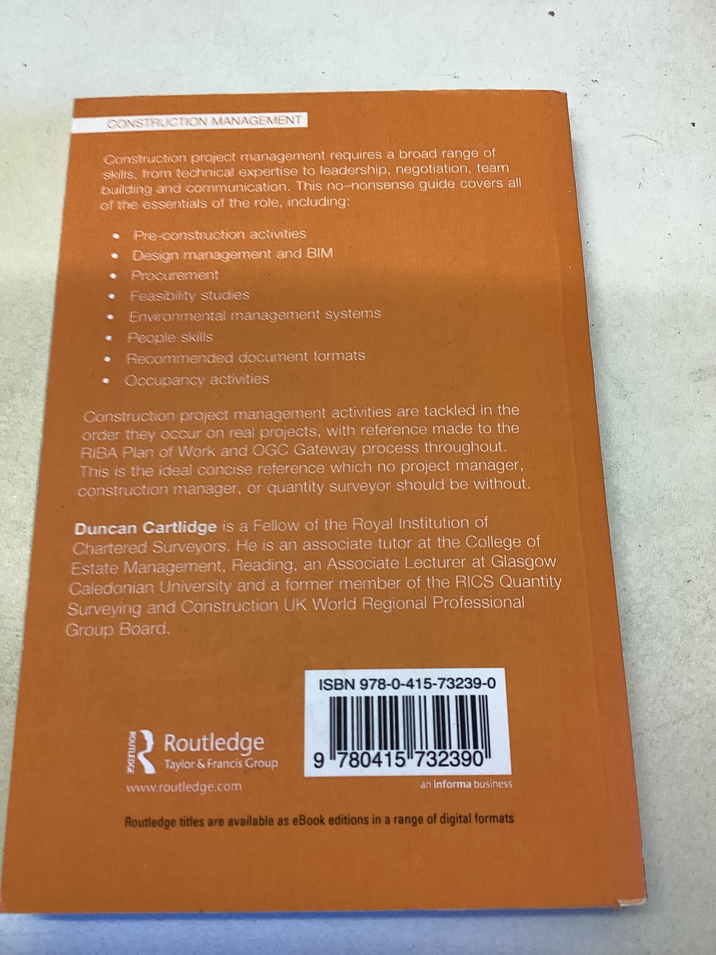 Construction Project Managers Pocket Book Duncan Cartlidge