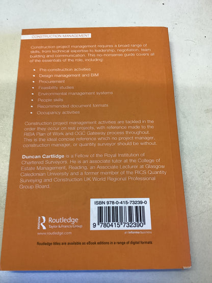 Construction Project Managers Pocket Book Duncan Cartlidge