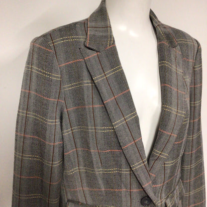 BNWT Label Lab Grey Multi Checked Blazer Jacket Size 14